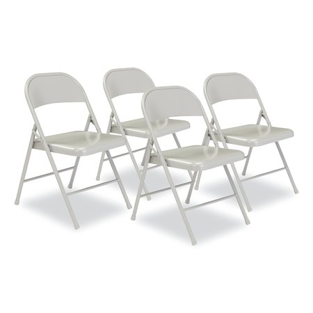 BASICS BY NPS 900 Series All-Steel Folding Chair, Supports 250 lb, 17.75in. Seat Height, Gray Seat/Back/Base, 4PK 902